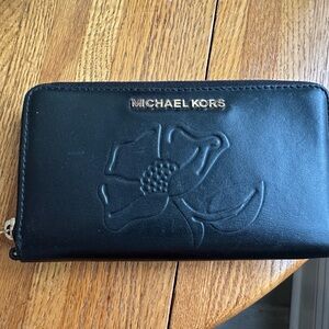 Michael Kors Black Floral Embossed Wallet